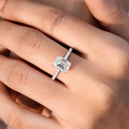 Round, Emerald Cut Colorless Engagement Ring