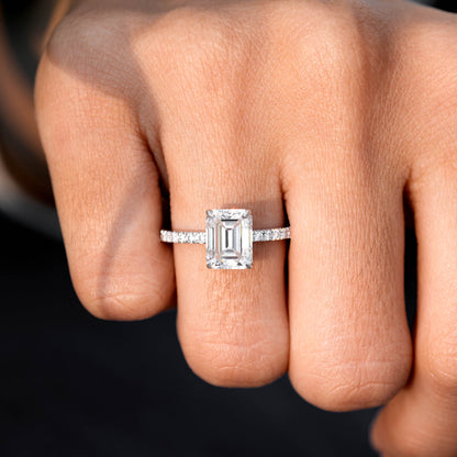 Round, Emerald Cut Colorless Engagement Ring