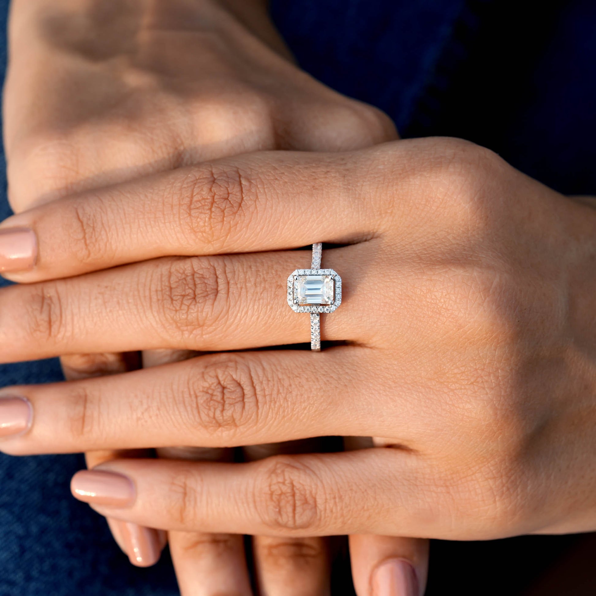 Round, Emerald Cut Colorless Engagement Ring