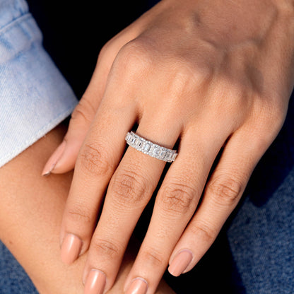 Emerald, Round Cut Colorless Engagement Ring