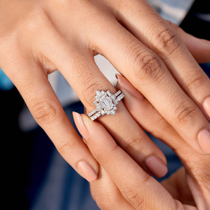 Emerald, Pear, Baguette, Round Cut Colorless Engagement Ring