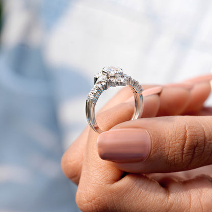 Emerald, Pear, Baguette, Round Cut Colorless Engagement Ring