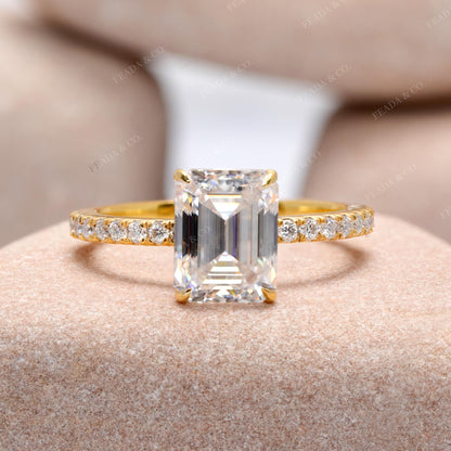 Round, Emerald Cut Colorless Engagement Ring