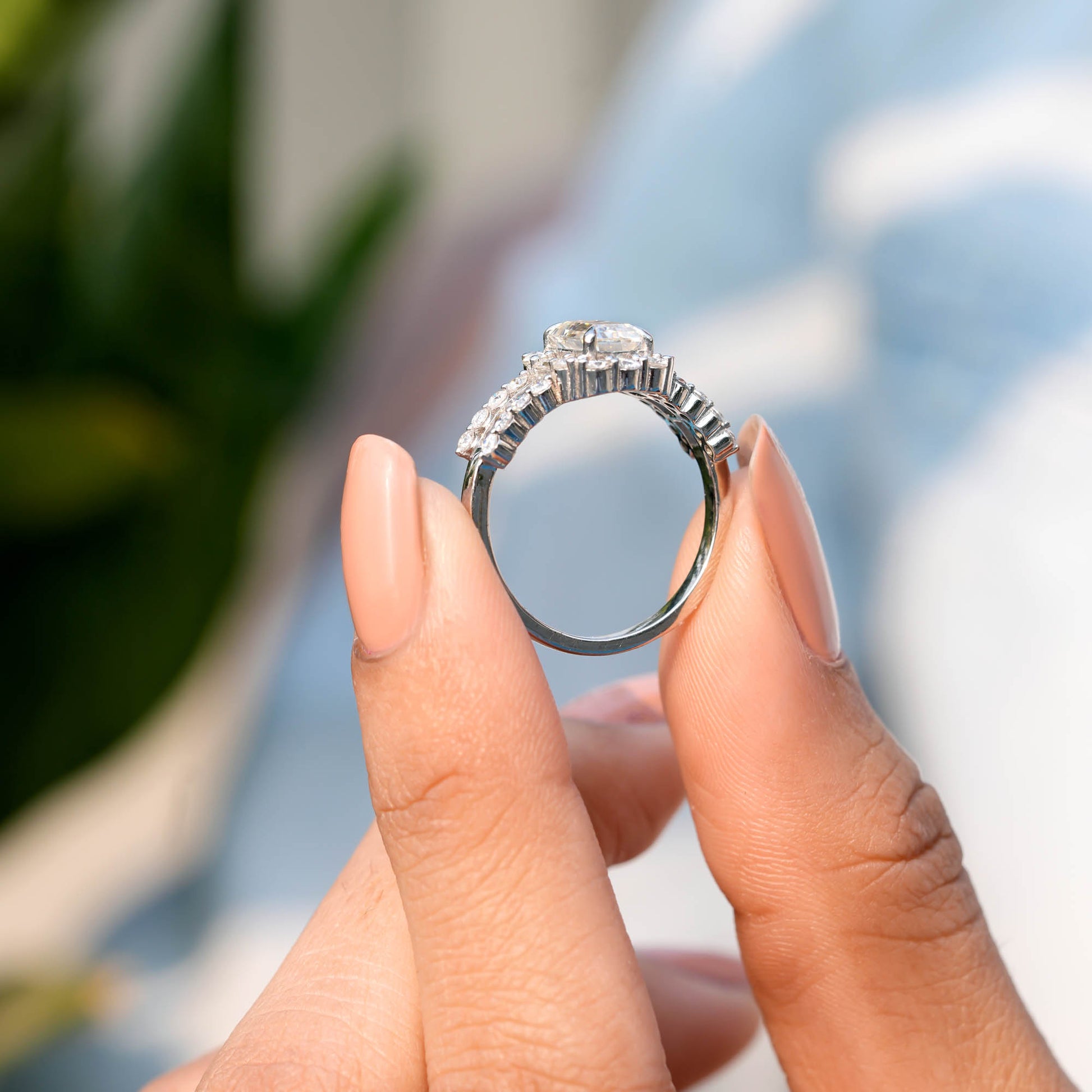 Round, Emerald, Baguette Cut Colorless Engagement Ring