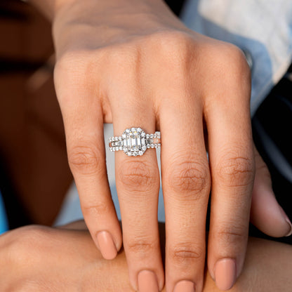Round, Emerald, Baguette Cut Colorless Engagement Ring