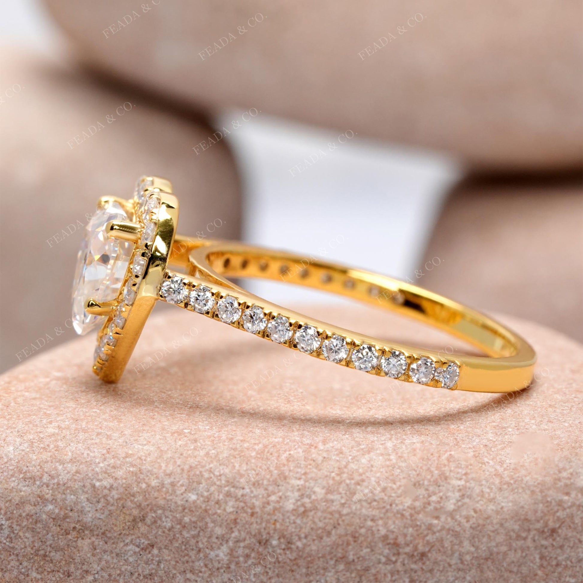 Round, Heart Cut Colorless Engagement Ring