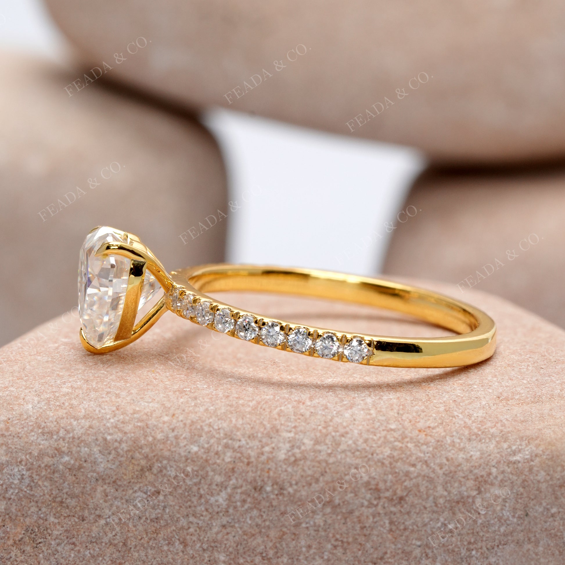 Round, Heart Cut Colorless Engagement Ring