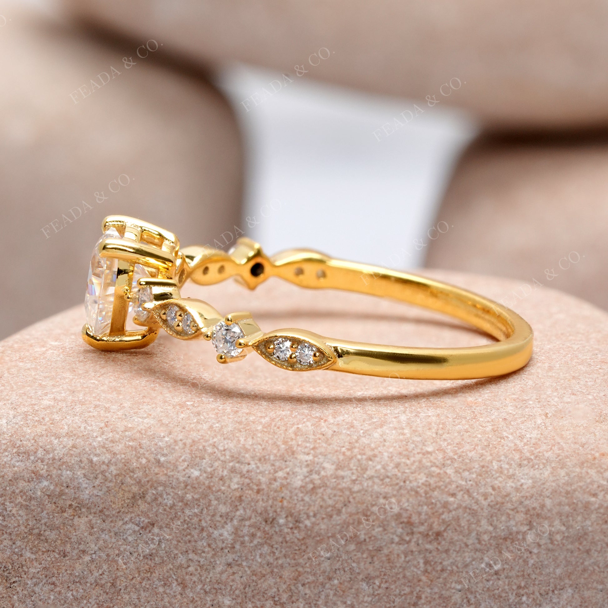 Round, Heart Cut Colorless Engagement Ring