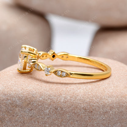 Round, Heart Cut Colorless Engagement Ring