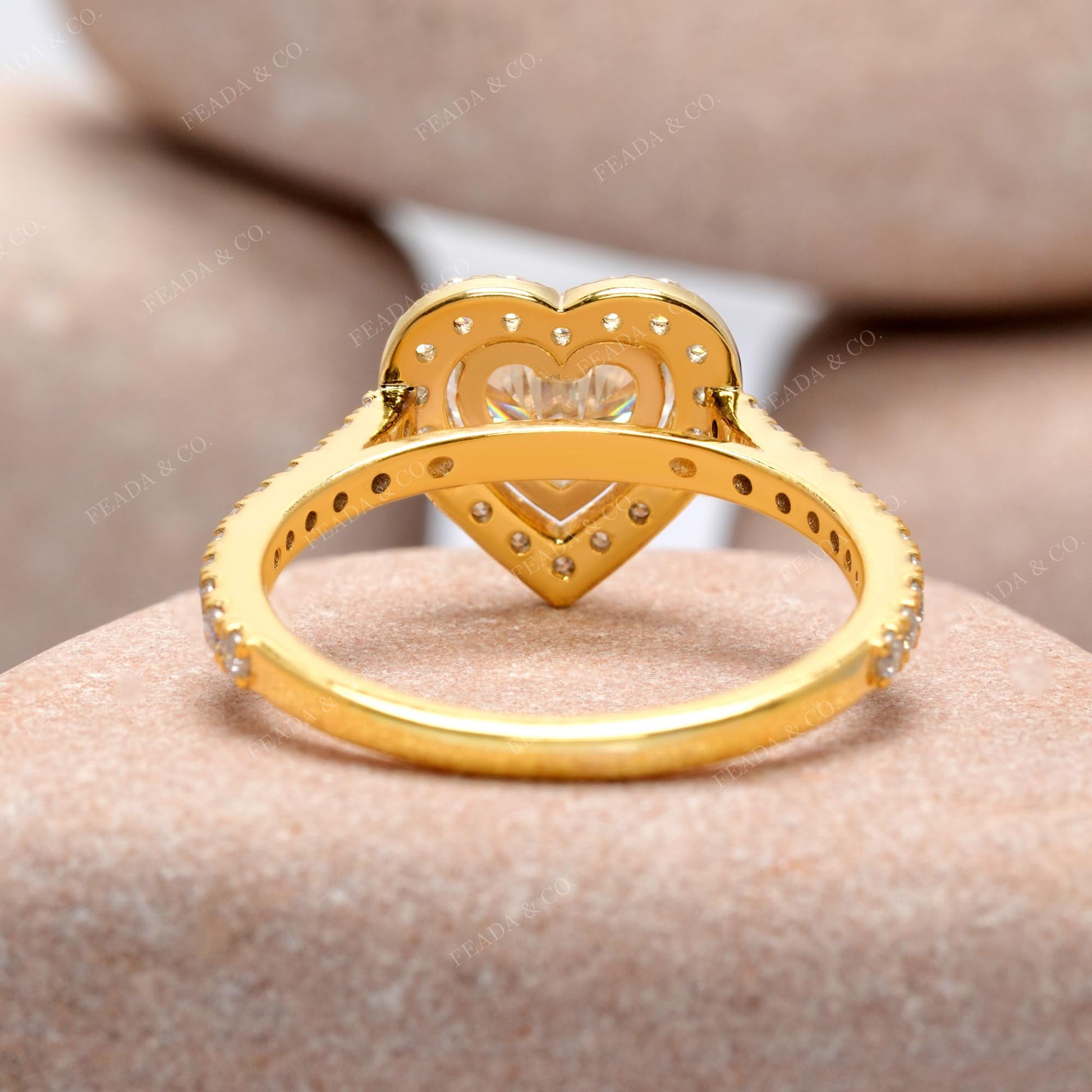 Round, Heart Cut Colorless Engagement Ring