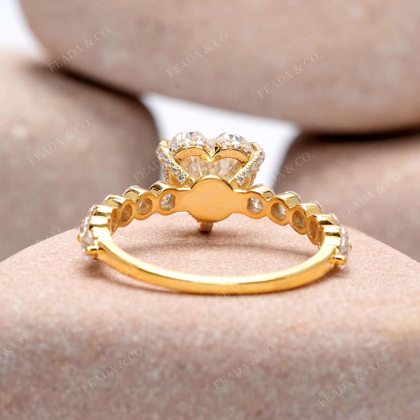 Round, Heart Cut Colorless Engagement Ring