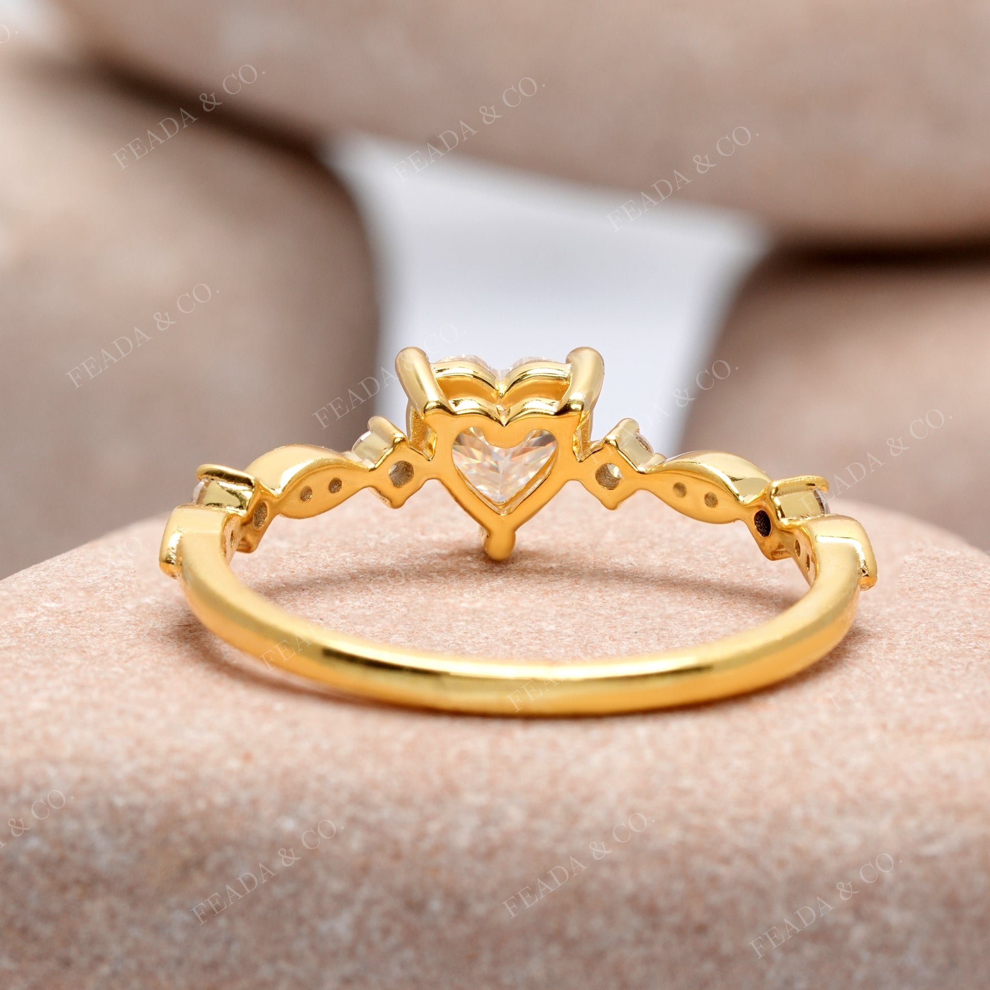 Round, Heart Cut Colorless Engagement Ring