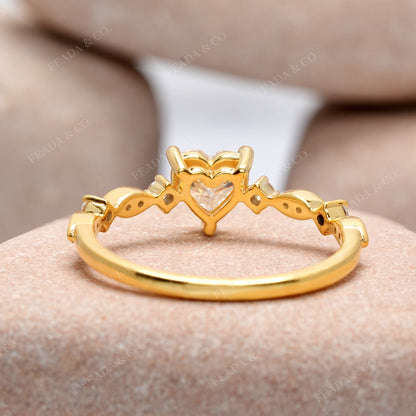 Round, Heart Cut Colorless Engagement Ring