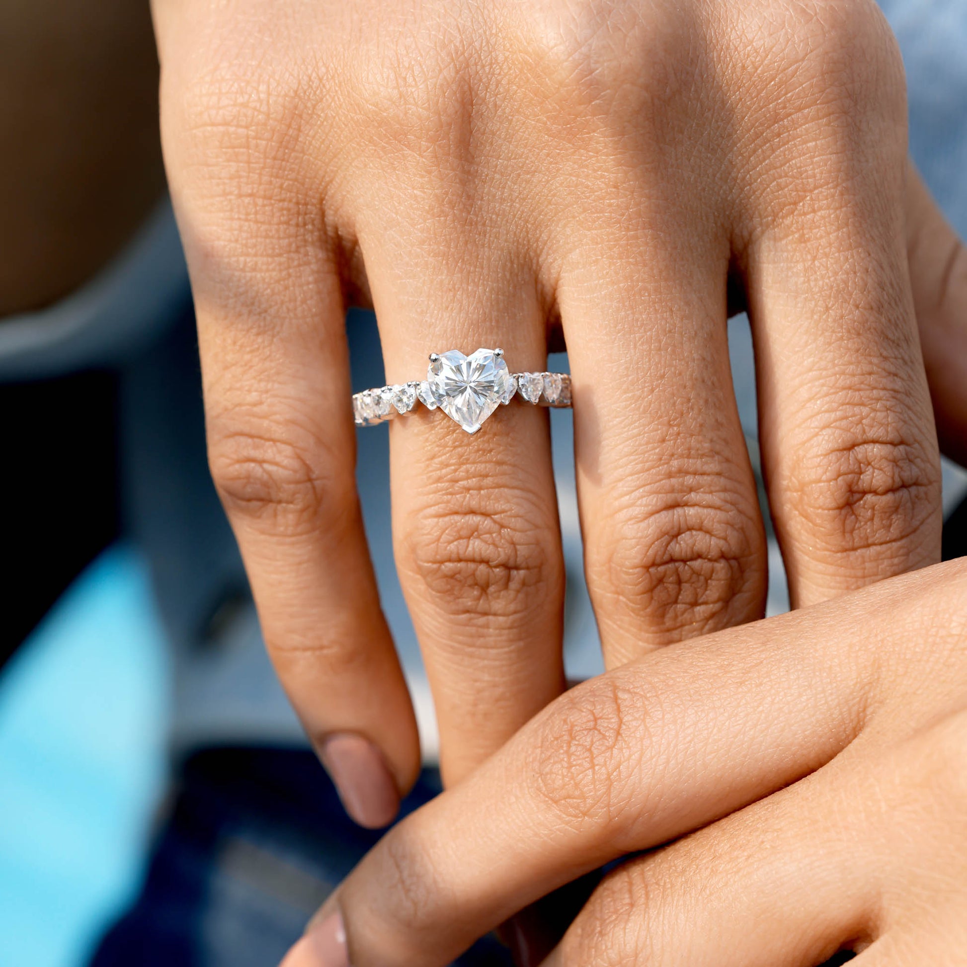Heart Cut Colorless Engagement Ring