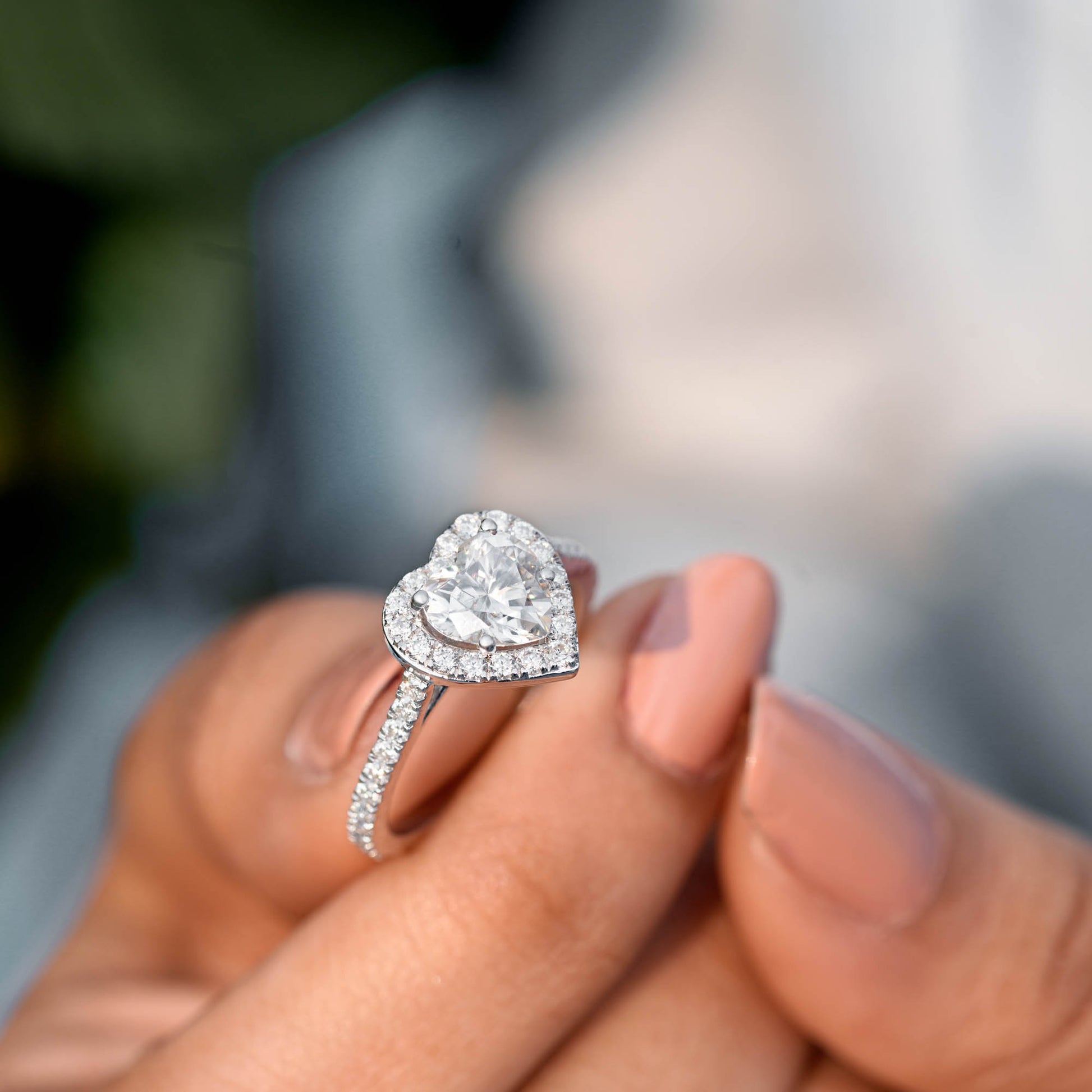 Round, Heart Cut Colorless Engagement Ring