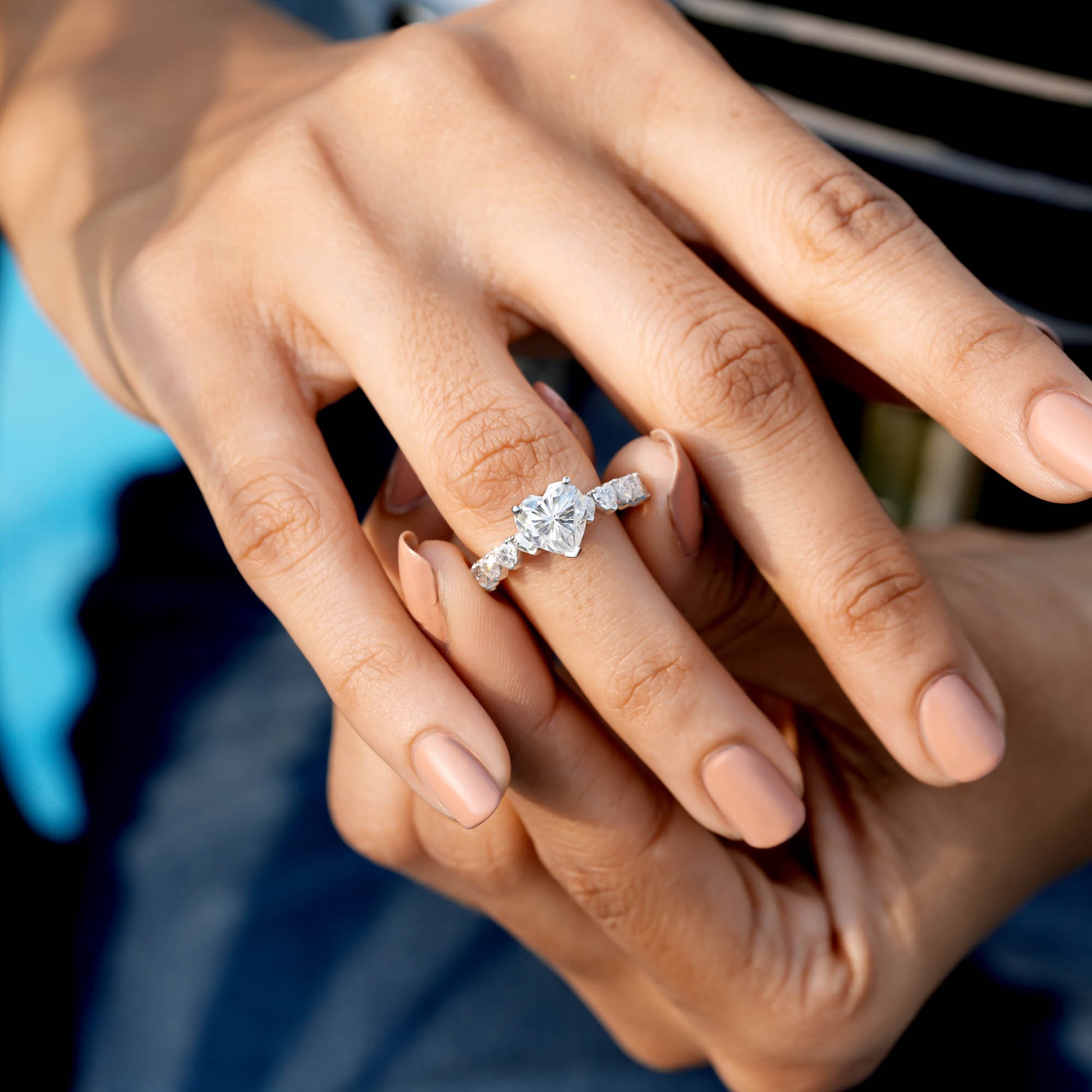 Heart Cut Colorless Engagement Ring