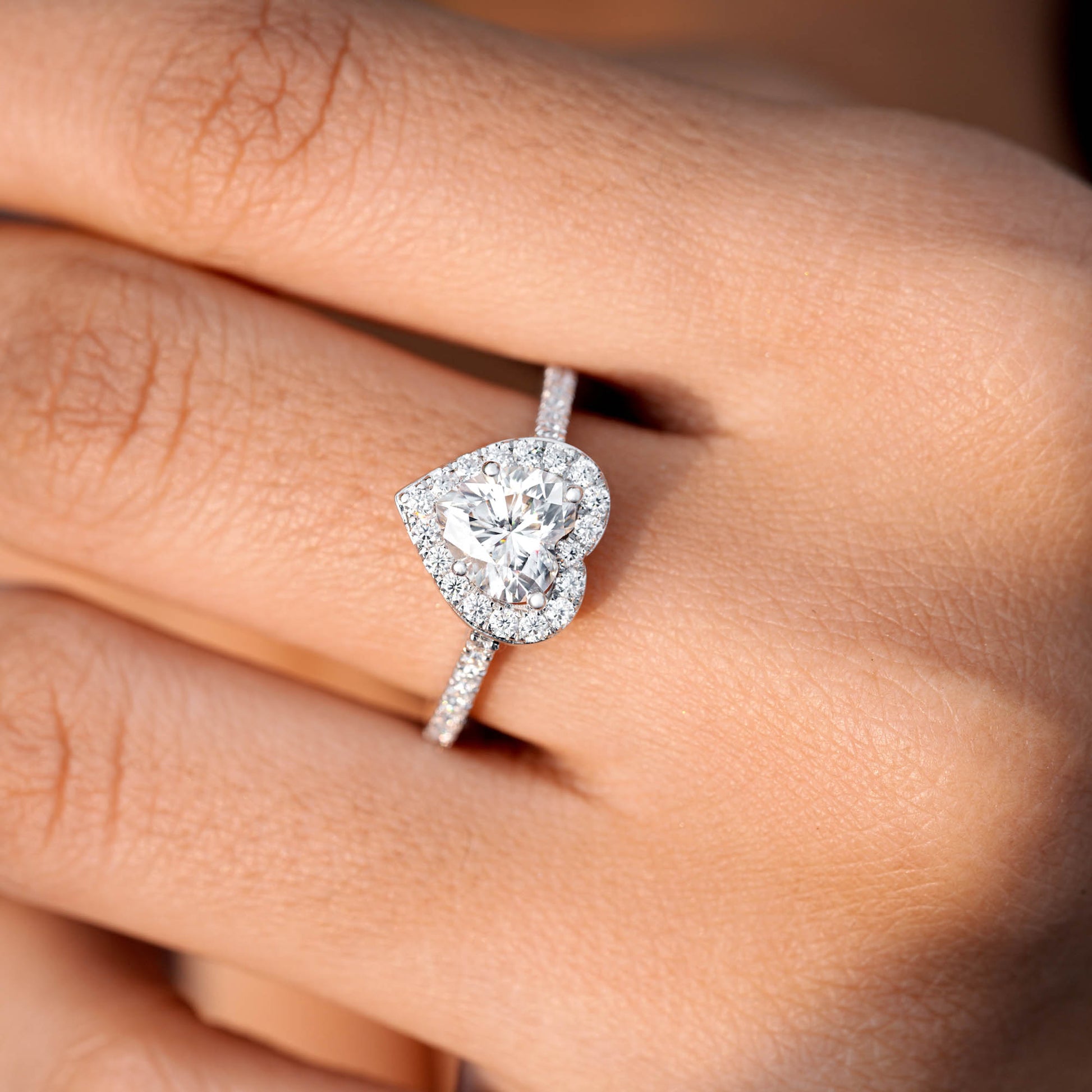 Round, Heart Cut Colorless Engagement Ring