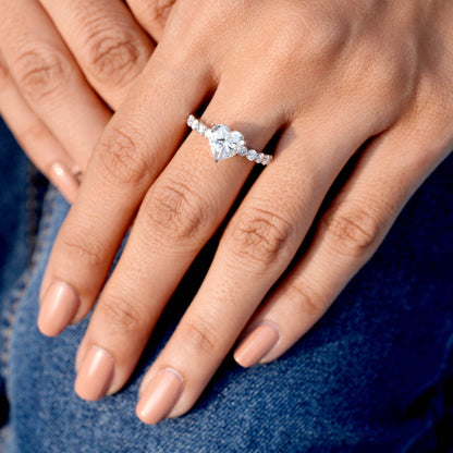 Round, Heart Cut Colorless Engagement Ring