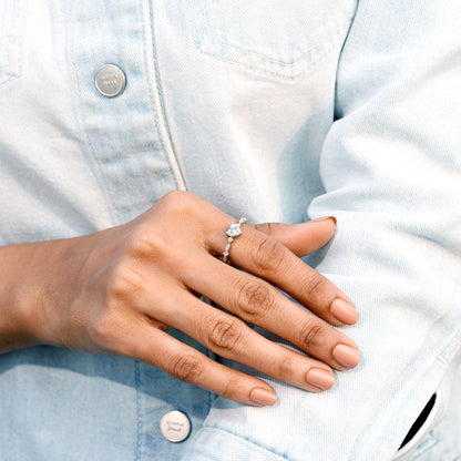 Round, Heart Cut Colorless Engagement Ring
