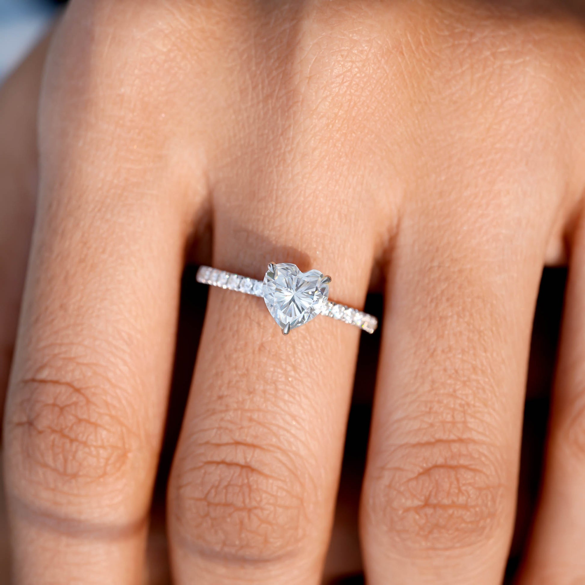 Round, Heart Cut Colorless Engagement Ring