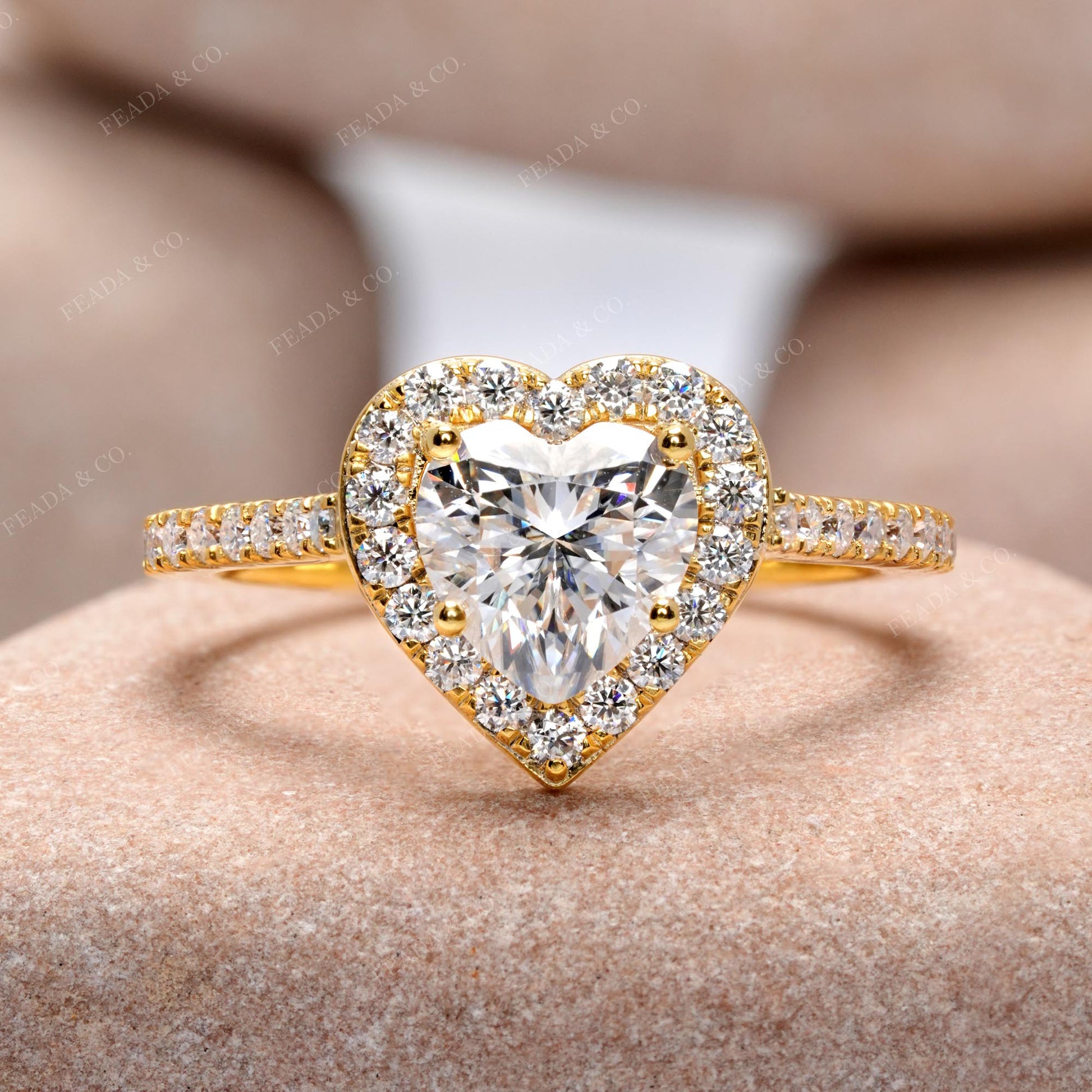 Round, Heart Cut Colorless Engagement Ring