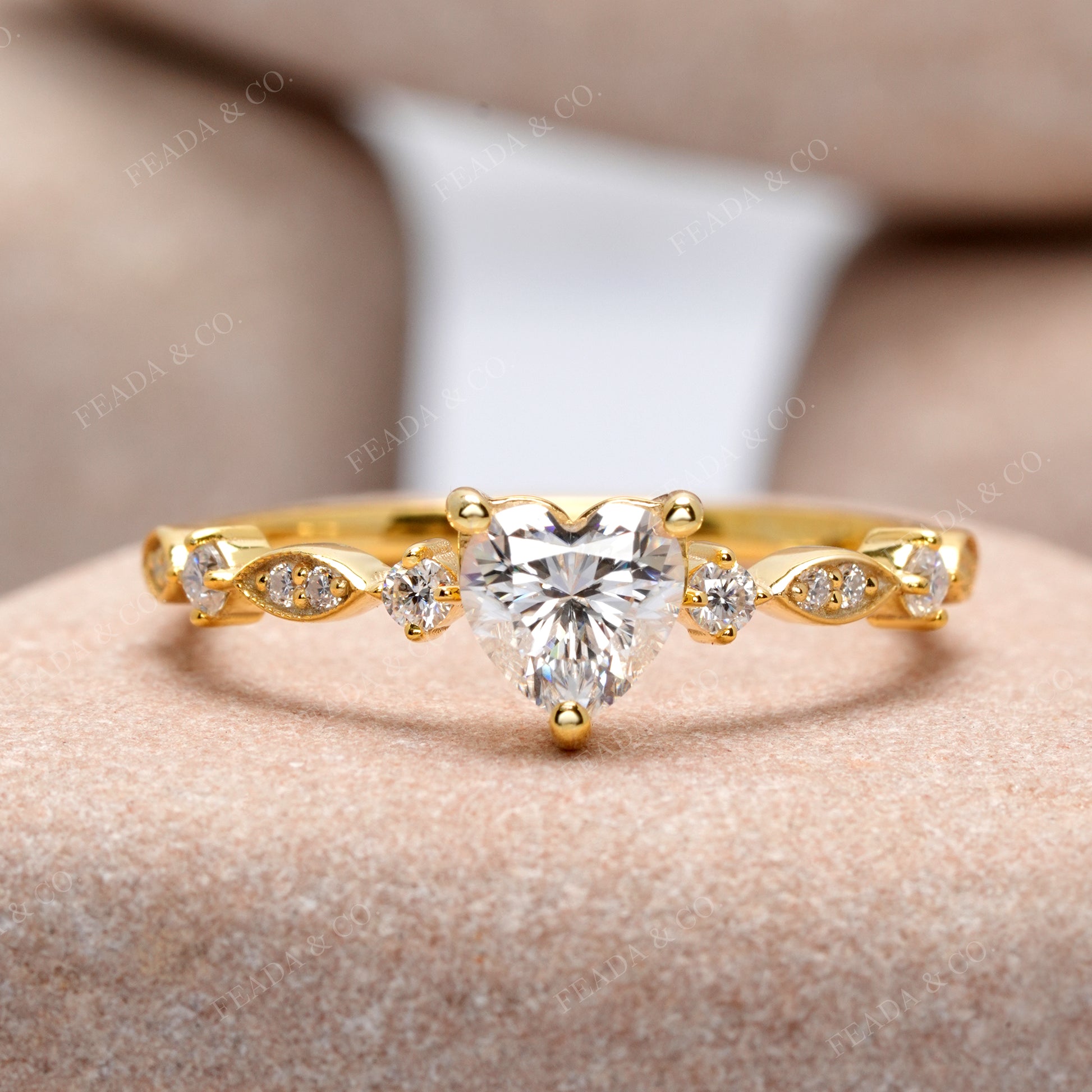 Round, Heart Cut Colorless Engagement Ring