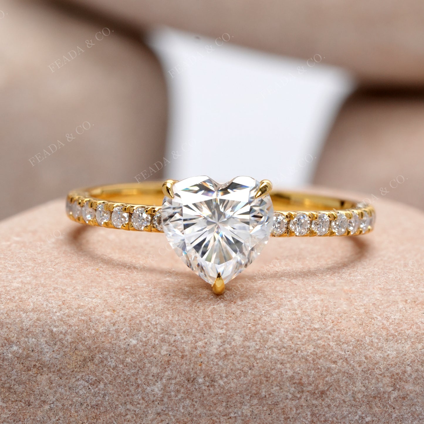 Round, Heart Cut Colorless Engagement Ring