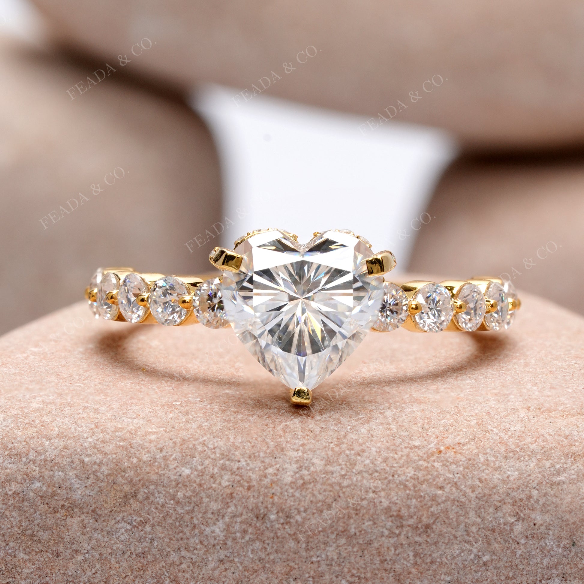 Round, Heart Cut Colorless Engagement Ring