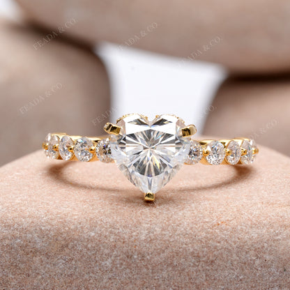 Round, Heart Cut Colorless Engagement Ring