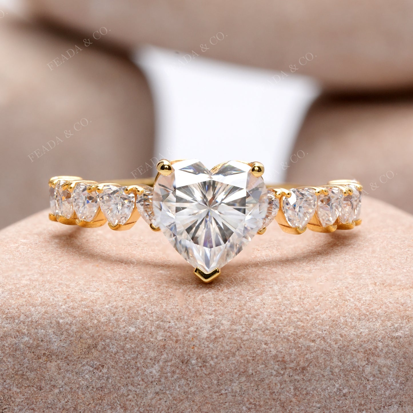 Heart Cut Colorless Engagement Ring