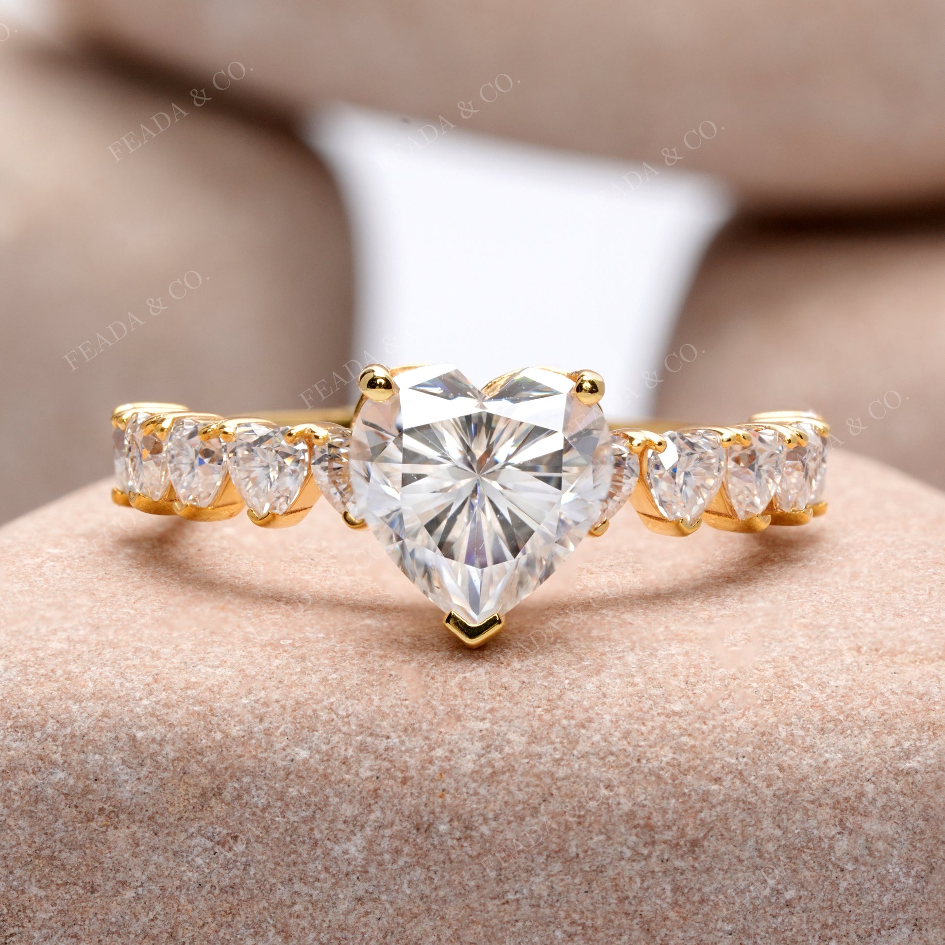 Heart Cut Colorless Engagement Ring