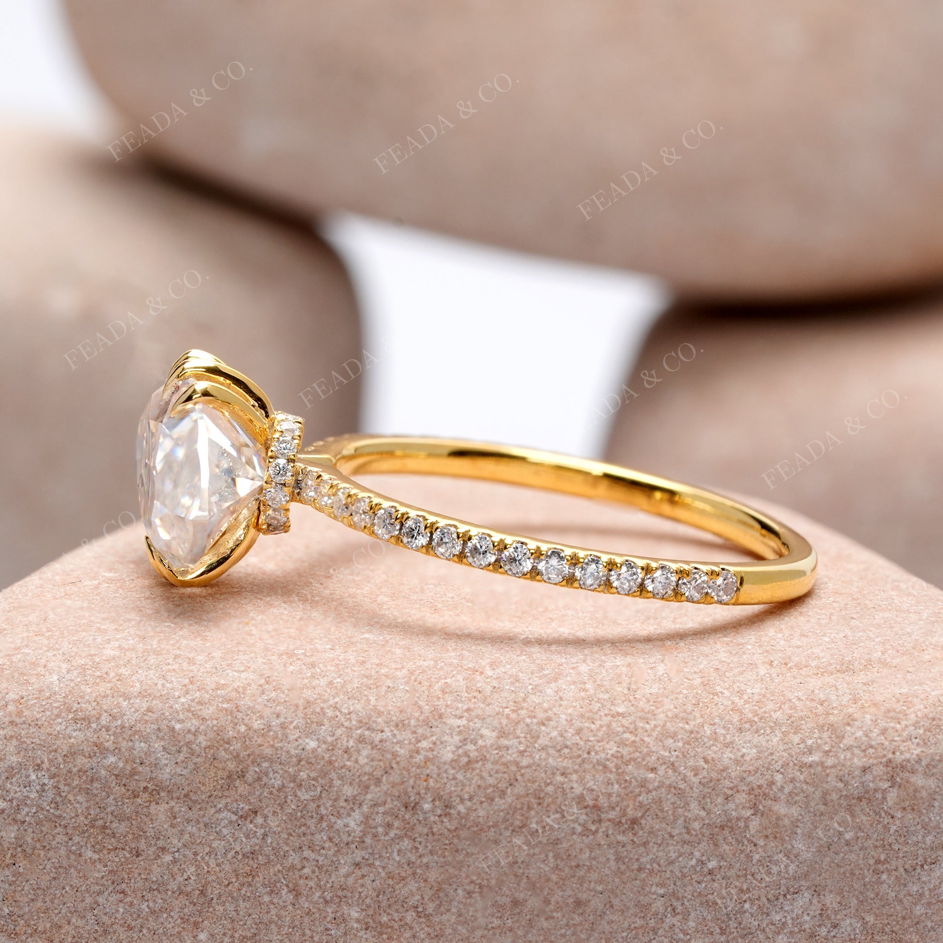 Marquise, Round Cut Colorless Engagement Ring