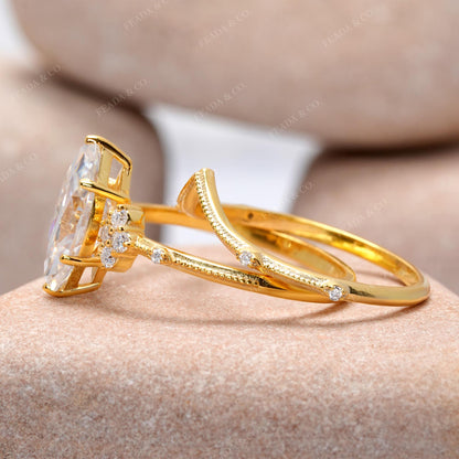 Round, Marquise Cut Colorless Engagement Ring