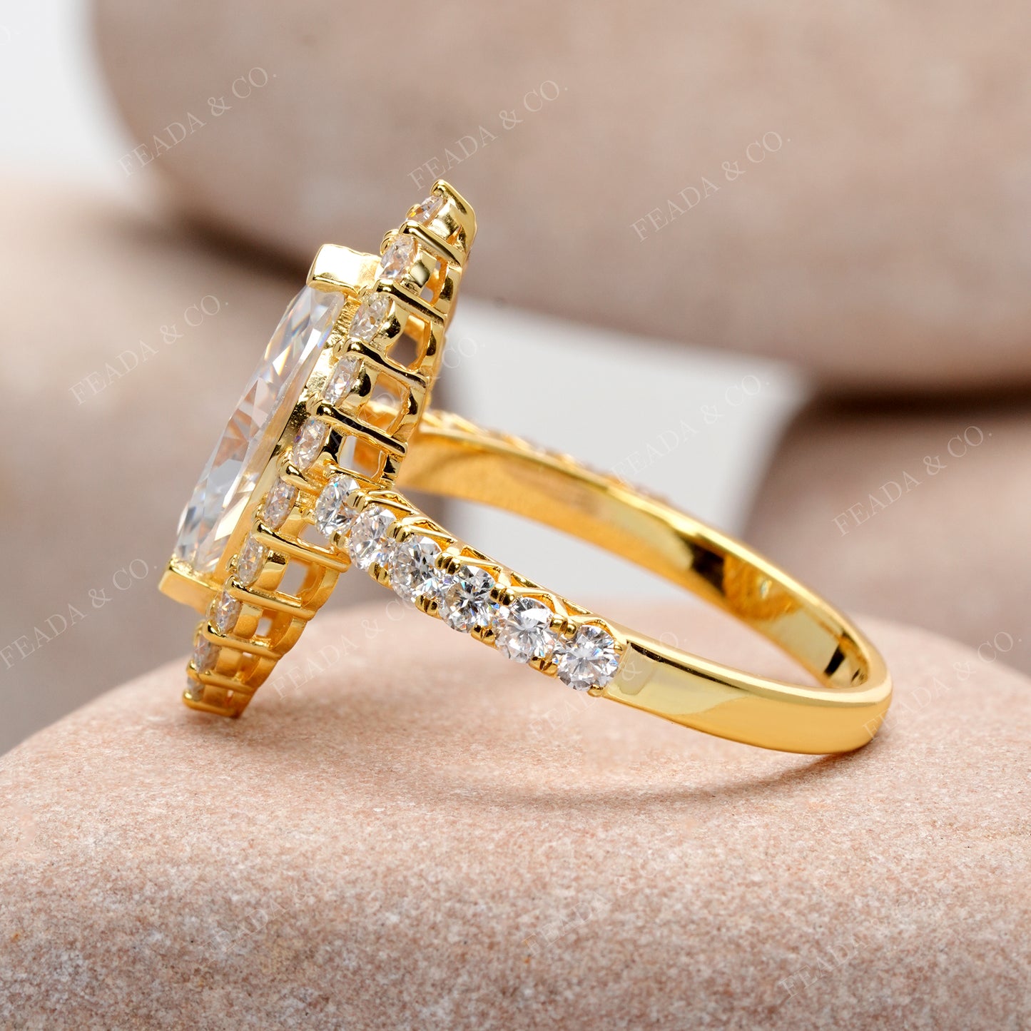 Marquise, Round Cut Colorless Engagement Ring