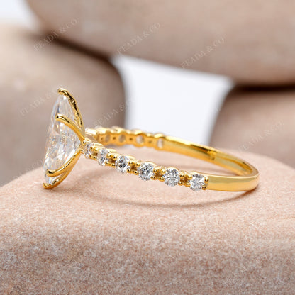 Round, Marquise Cut Colorless Engagement Ring