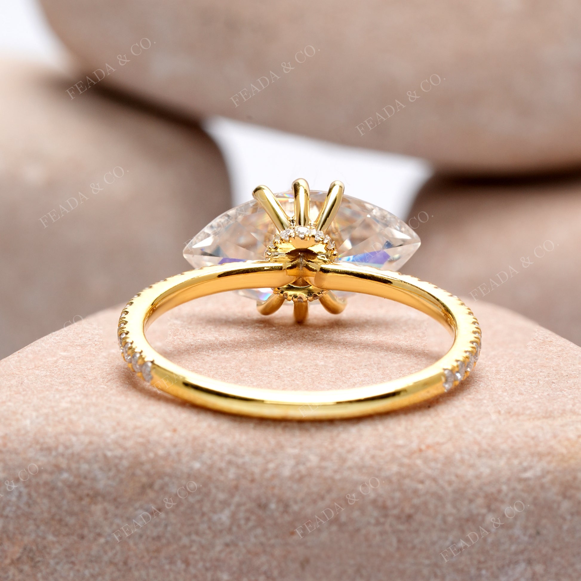 Marquise, Round Cut Colorless Engagement Ring
