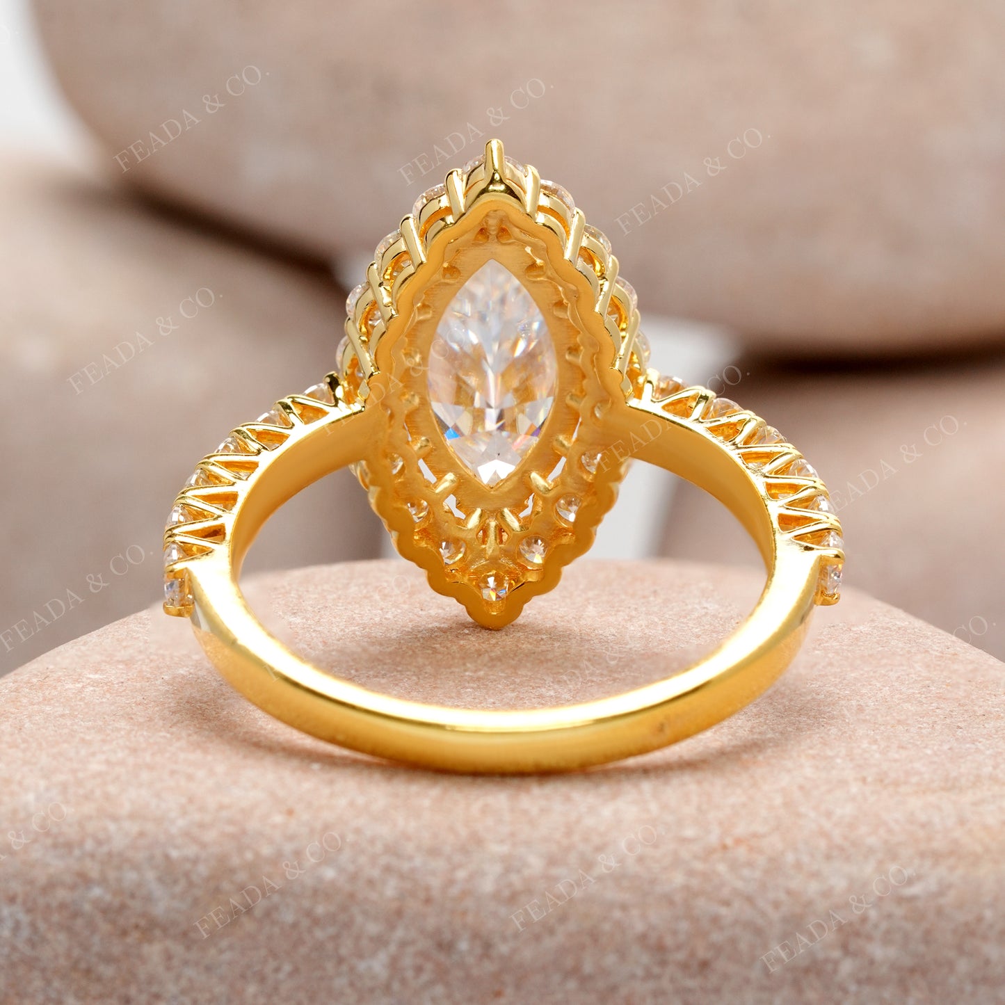 Marquise, Round Cut Colorless Engagement Ring