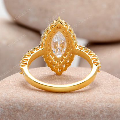 Marquise, Round Cut Colorless Engagement Ring