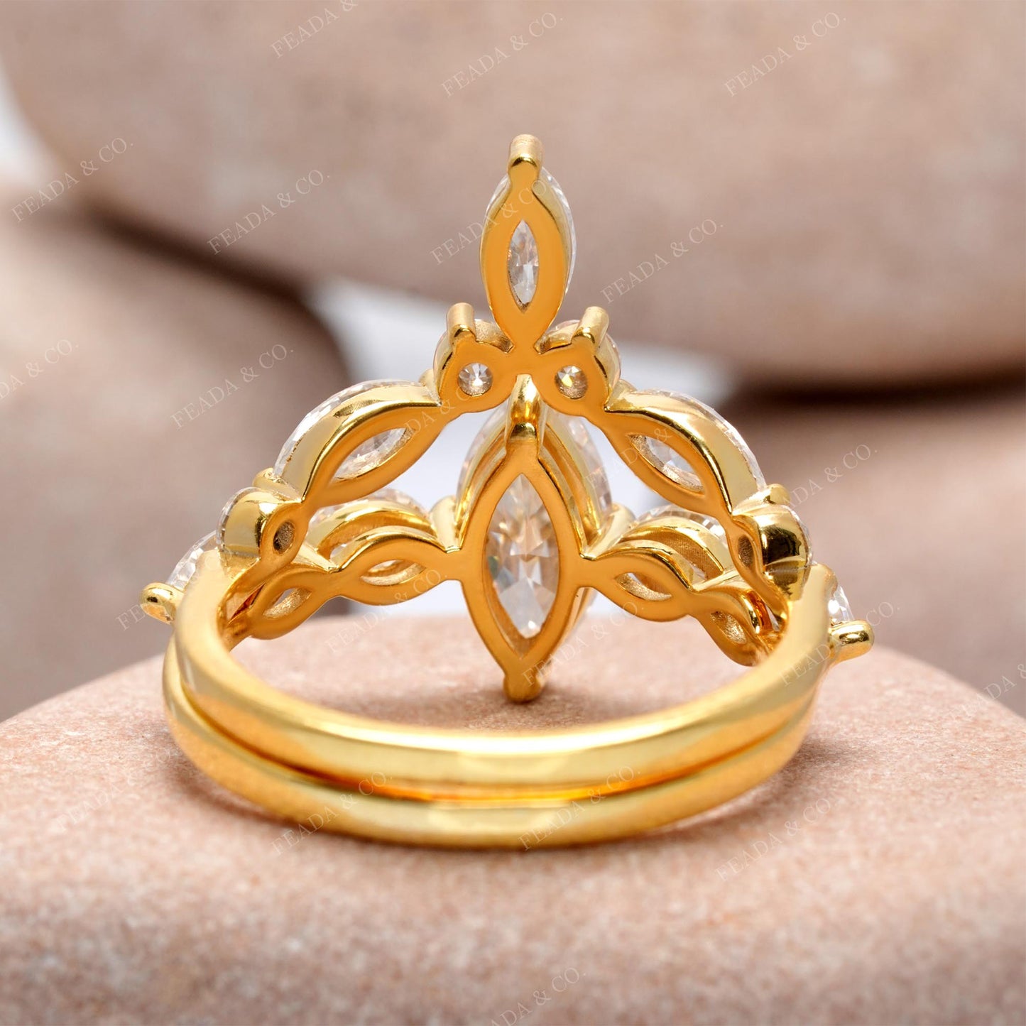 Round, Marquise Cut Colorless Engagement Ring