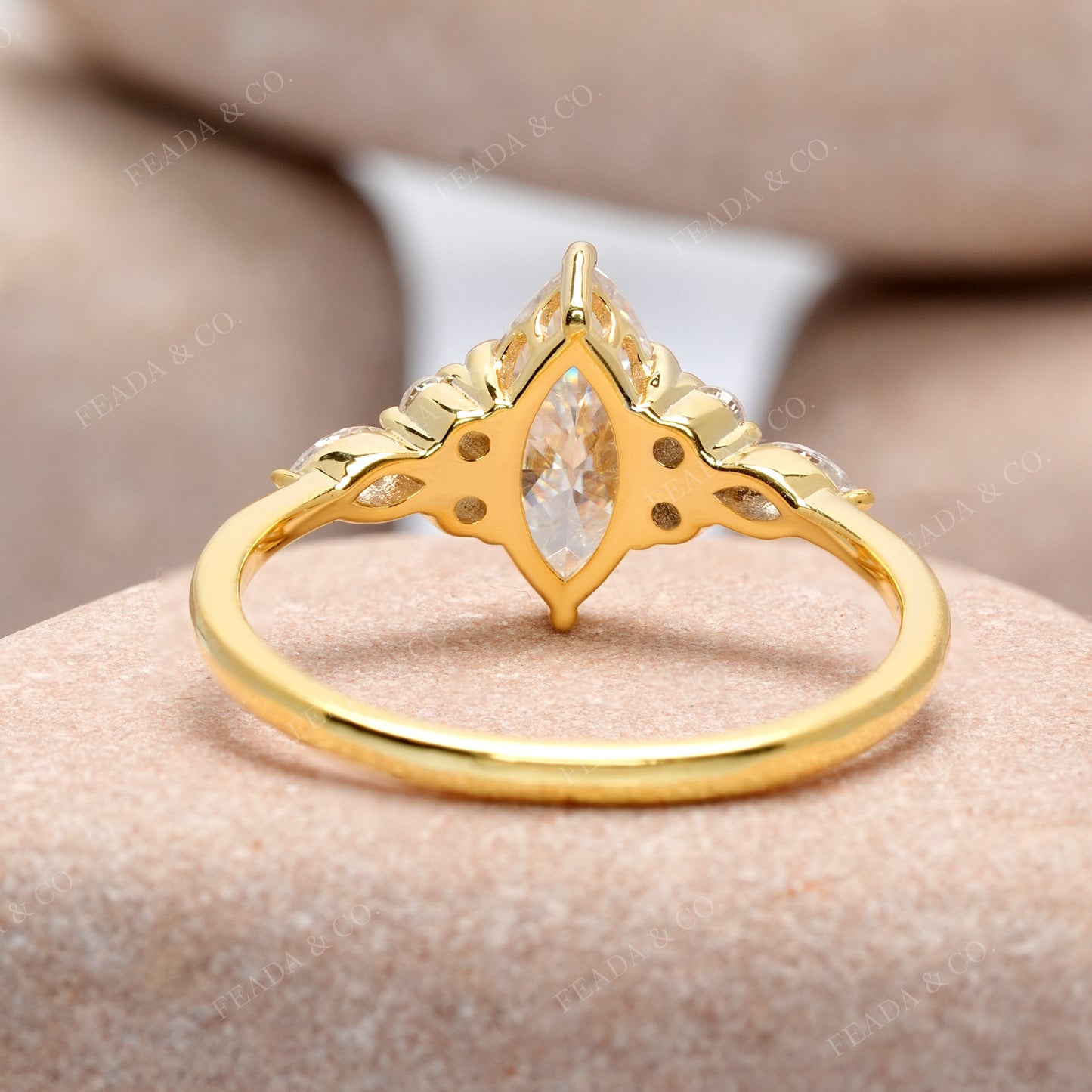 Round, Marquise Cut Colorless Engagement Ring