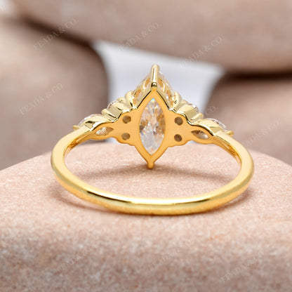 Round, Marquise Cut Colorless Engagement Ring