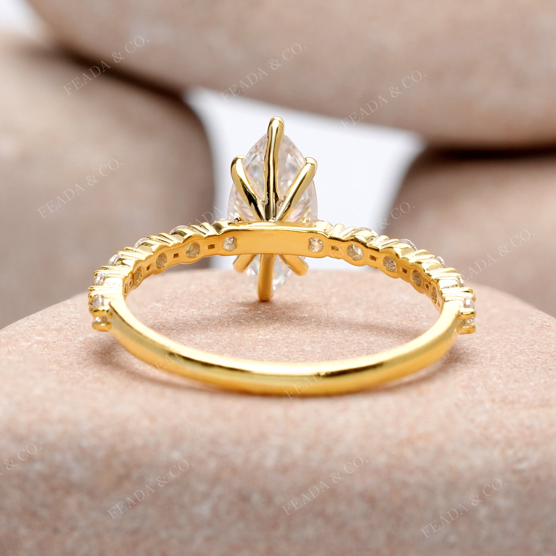Round, Marquise Cut Colorless Engagement Ring