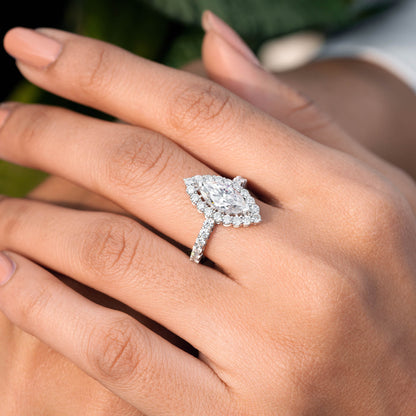 Marquise, Round Cut Colorless Engagement Ring