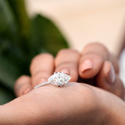 Marquise, Round Cut Colorless Engagement Ring