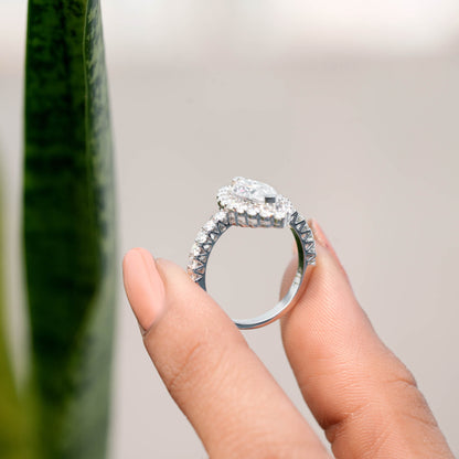 Marquise, Round Cut Colorless Engagement Ring