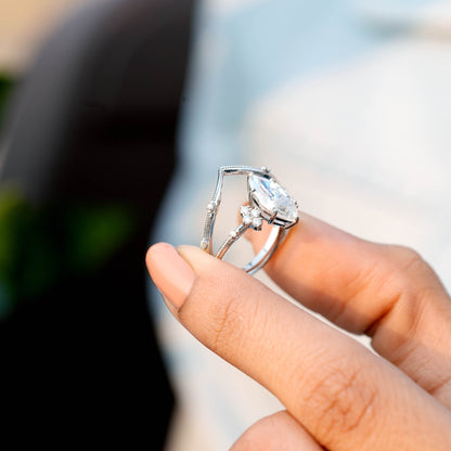 Round, Marquise Cut Colorless Engagement Ring