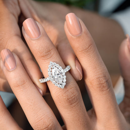 Marquise, Round Cut Colorless Engagement Ring