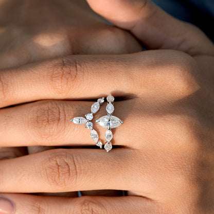 Round, Marquise Cut Colorless Engagement Ring