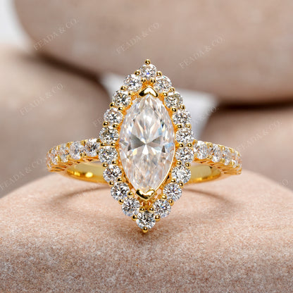 Marquise, Round Cut Colorless Engagement Ring