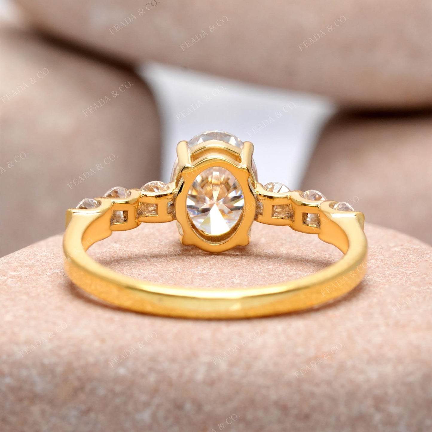 Oval, Round Cut Colorless Engagement Ring